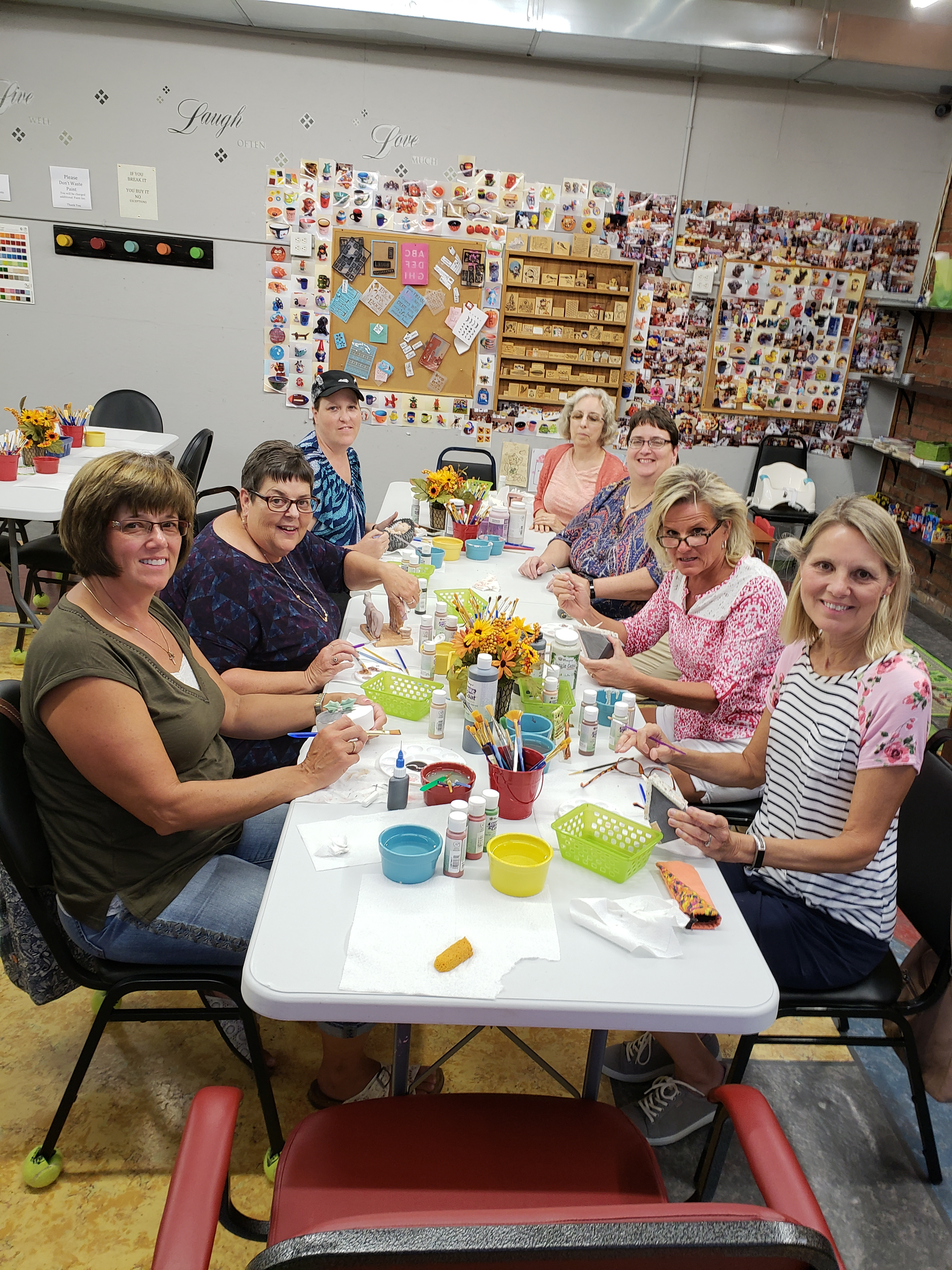 A group enjoyed a fun evening of pottery painting at the Clay Corner August 23, 2018